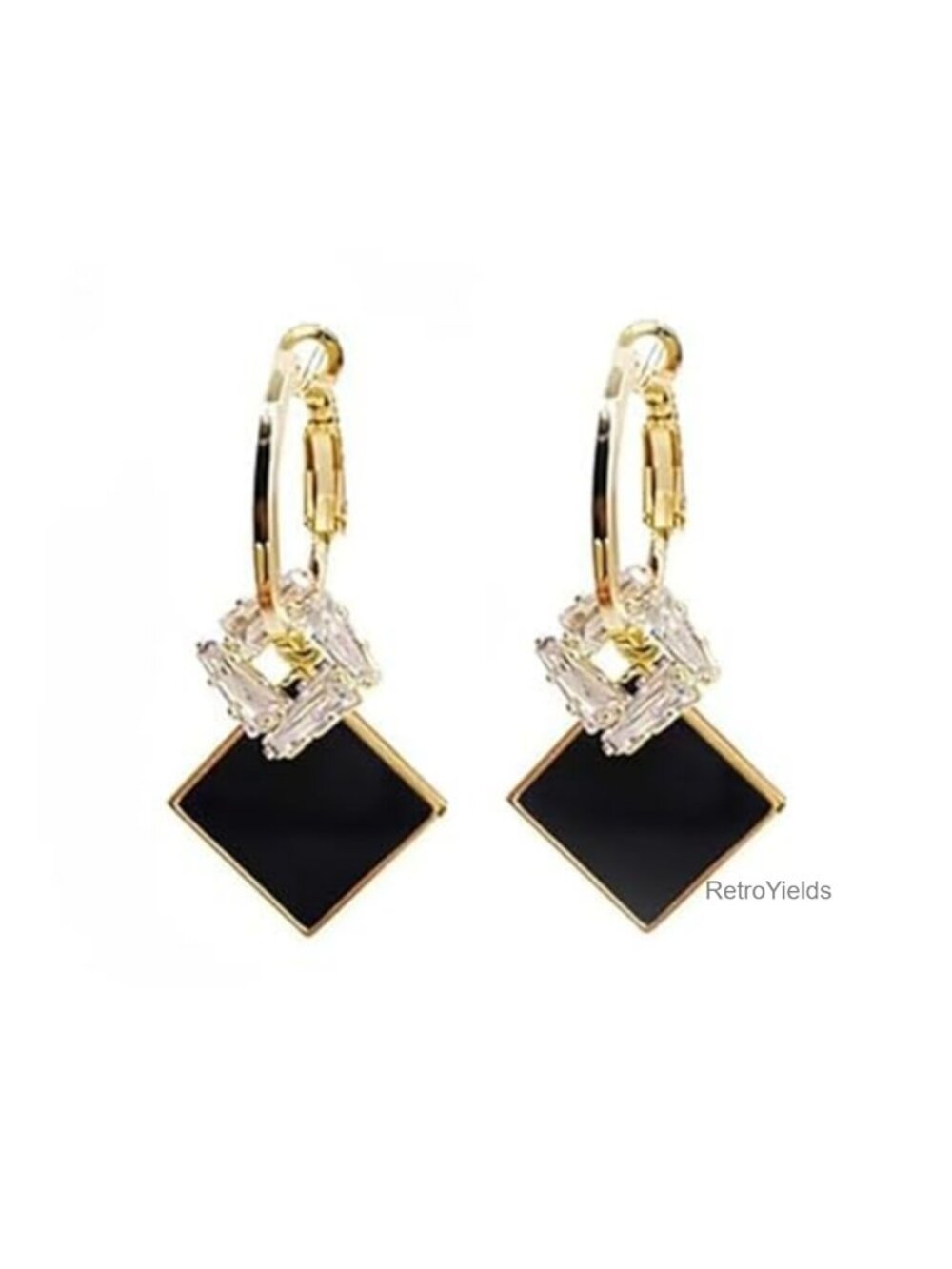 Gold Plated Drop Dangle Earrings Geometric Crystal Statement